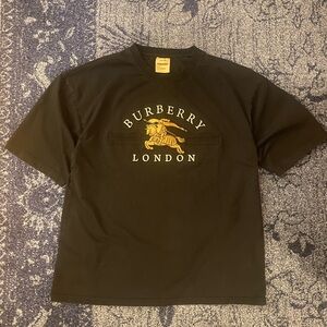 Burberry Black Tee with Gold Logo